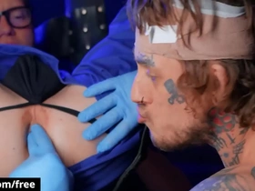 Nurse (marco bianchi) gets surprised excited when he sees (bo sinn) bandaged hard dick - bromo