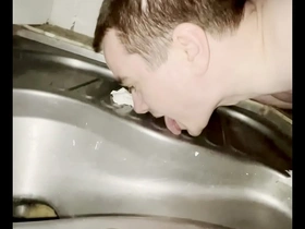 Gay boy licking public beach toilet