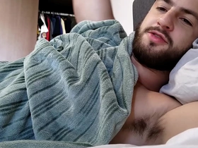 Straight roommate invites you to bed for a nap - hairy chested stud - uncut cock - alpha male
